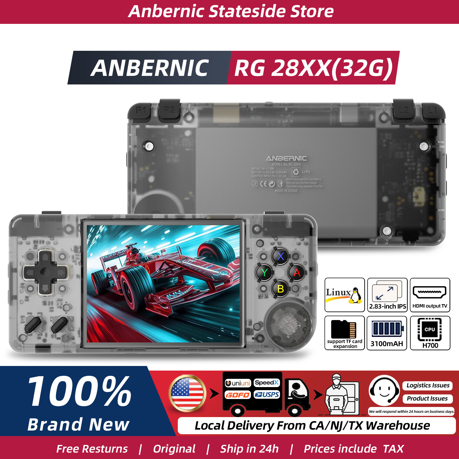 Gaming Console Under 5000 - ANBERNIC RG28XX Handheld Game Console 2.83''