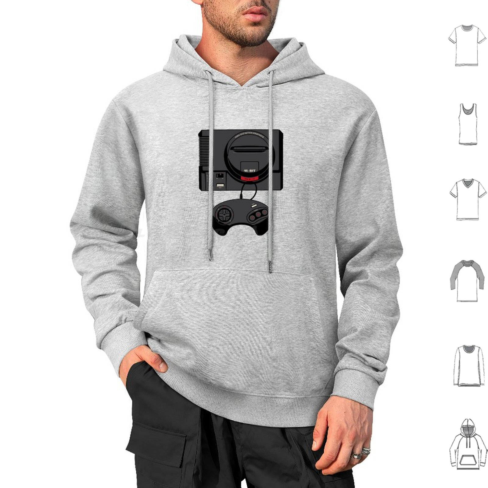 Retro Black 16-Bit Hoodies Lon - Gaming Console Genesis avaliação e preço