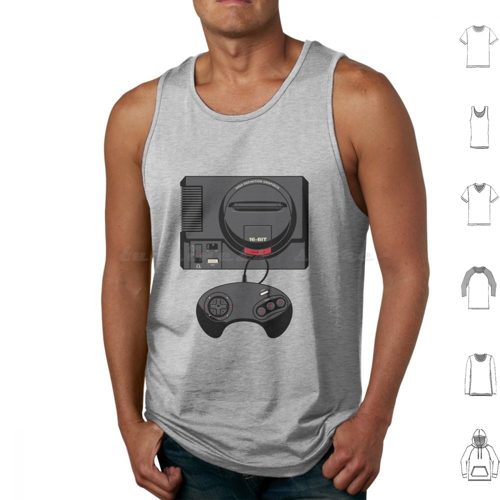 Retro Black 16-Bit Tank Tops P - Gaming Console Genesis avaliação e preço